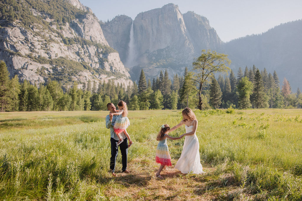 Family at Yosemite National park for their documentary style family photos