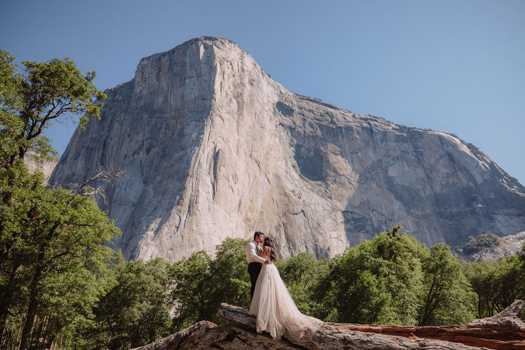 Couple on a log in front of El Cap