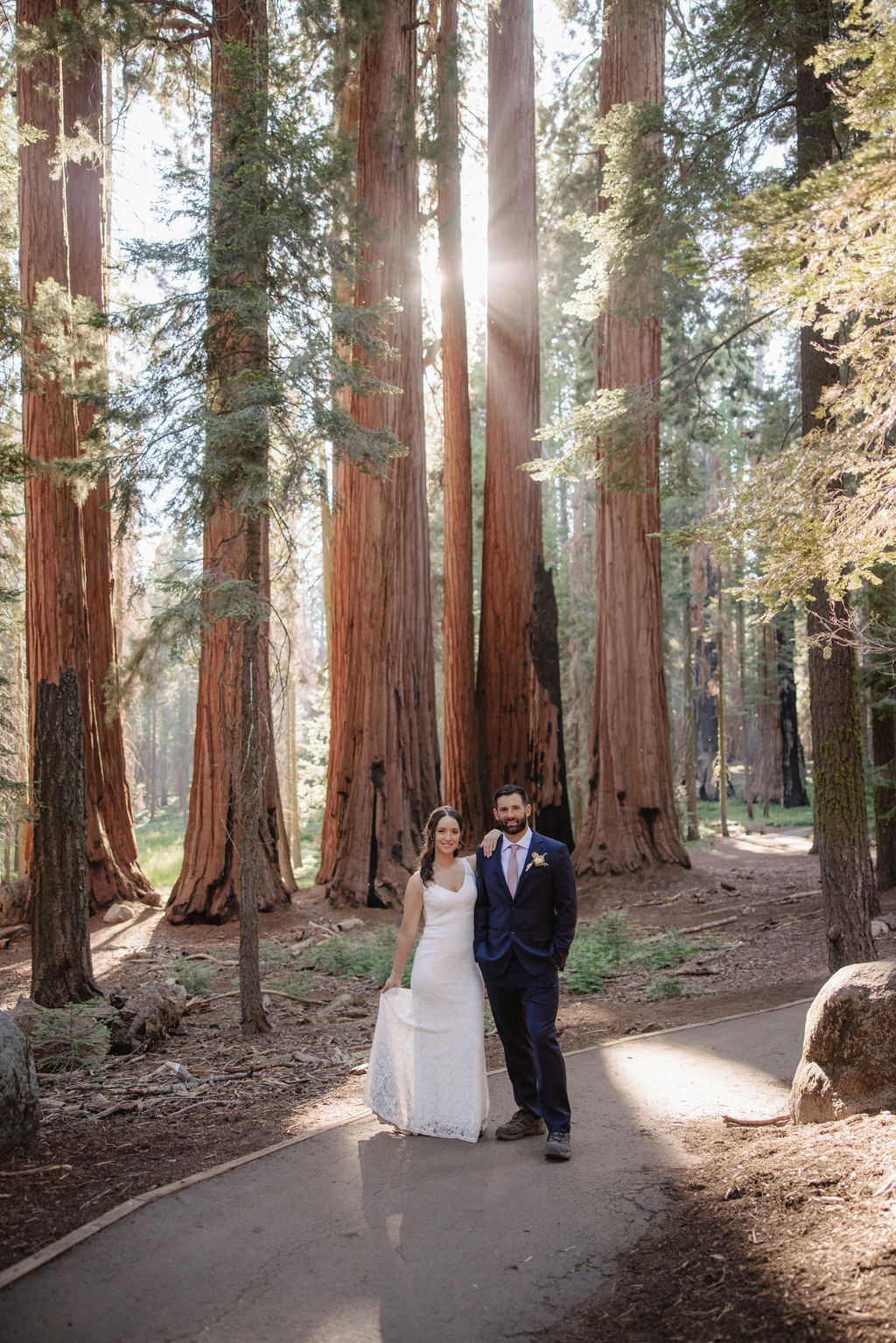 couple in sequoia national park near sequoias for their elopement Top 5 reasons to elope in sequoia national park