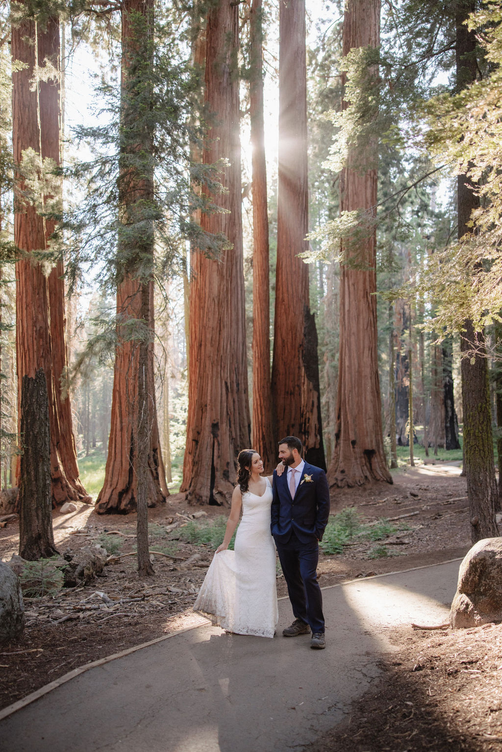 couple in sequoia national park near sequoias for their elopement Top 5 reasons to elope in sequoia national park