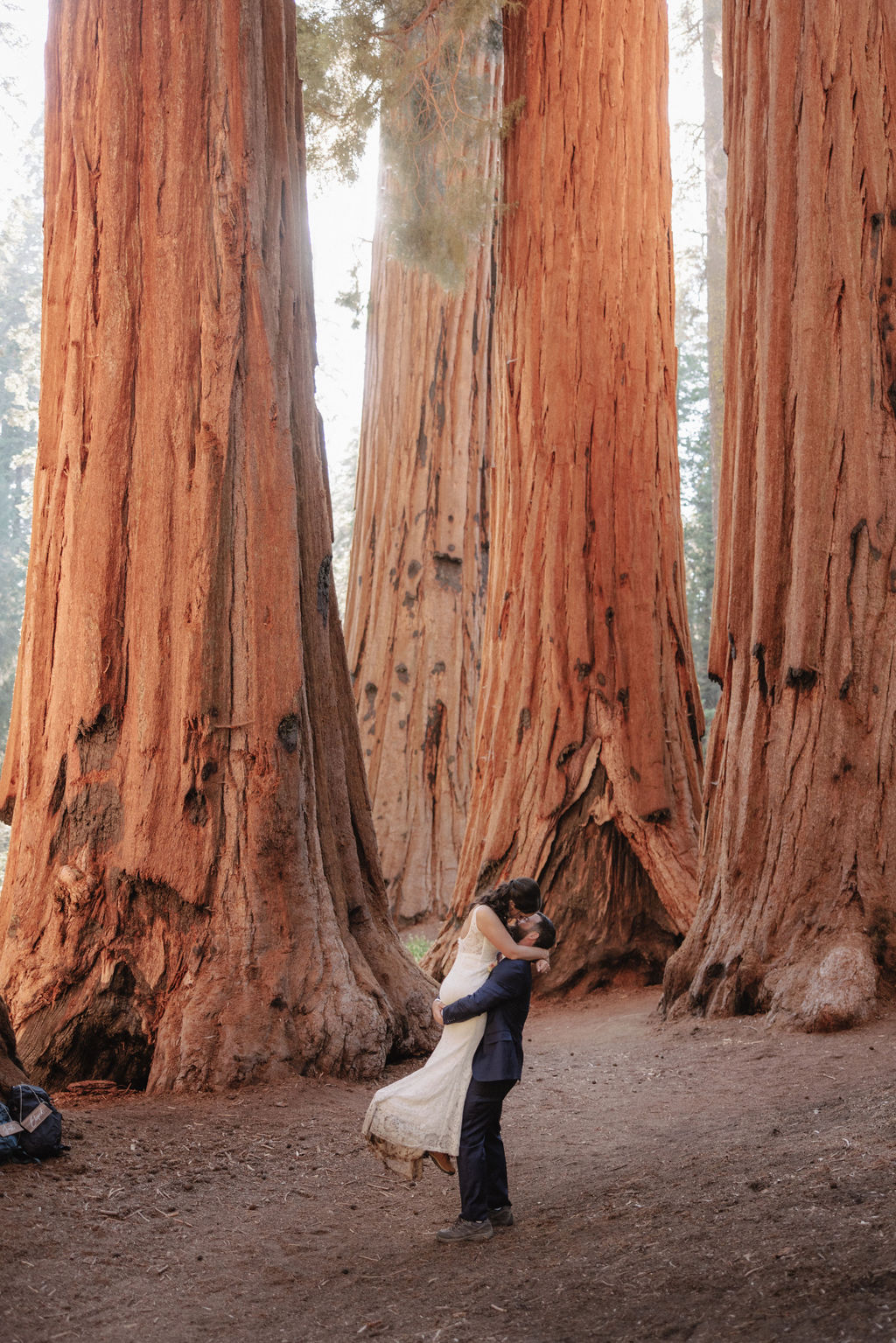 couple in sequoia national park near sequoias for their elopement Top 5 reasons to elope in sequoia national park