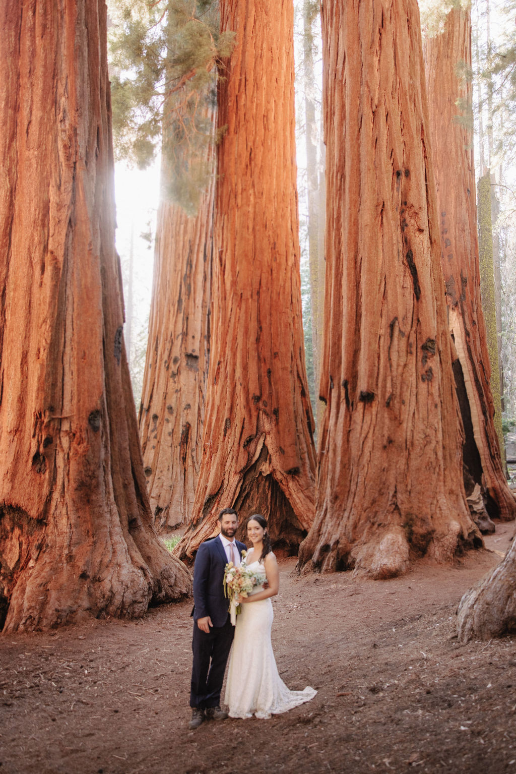 couple in sequoia national park near sequoias for their elopement Top 5 reasons to elope in sequoia national park