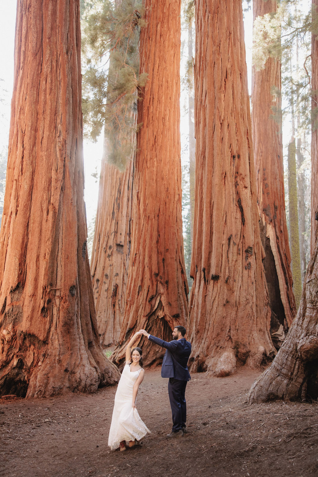 couple in sequoia national park near sequoias for their elopement Top 5 reasons to elope in sequoia national park