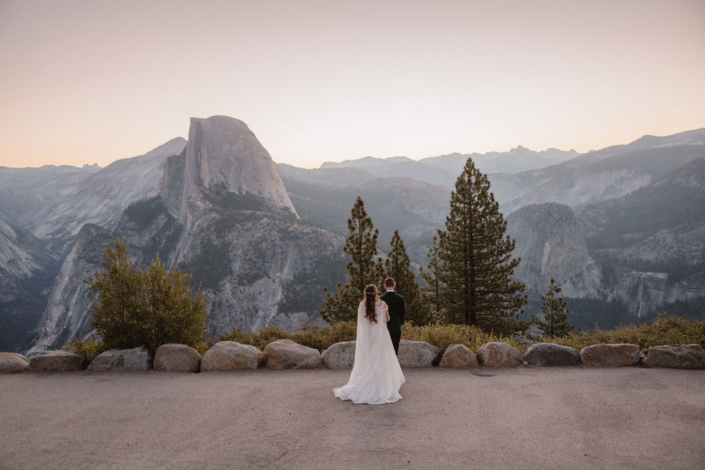 couple having their first look at their elopement