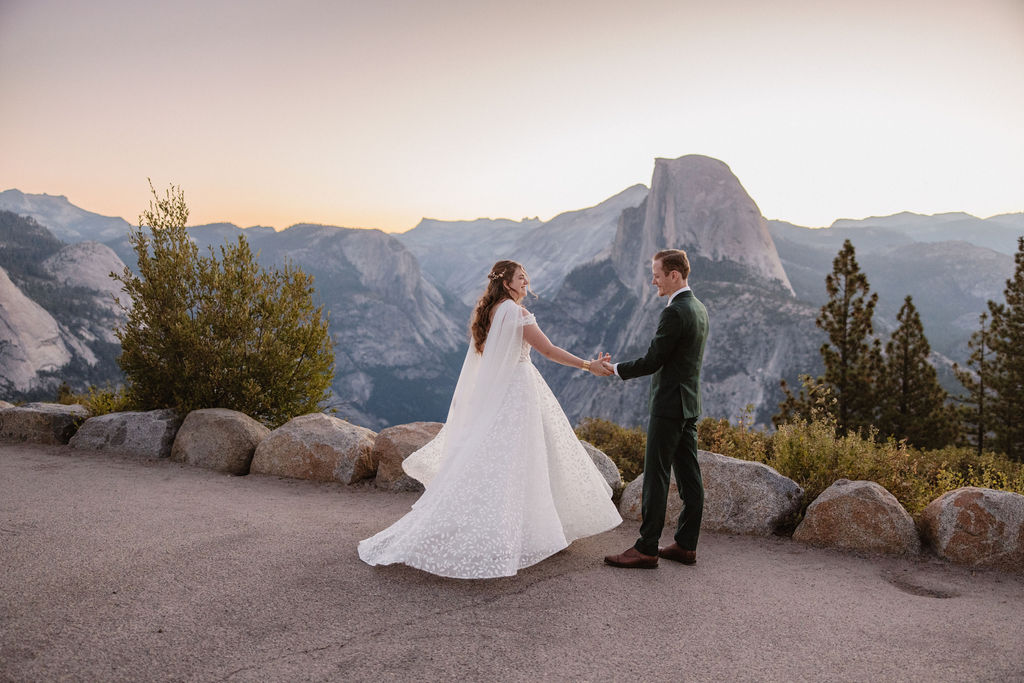 couple having their first look at their elopement