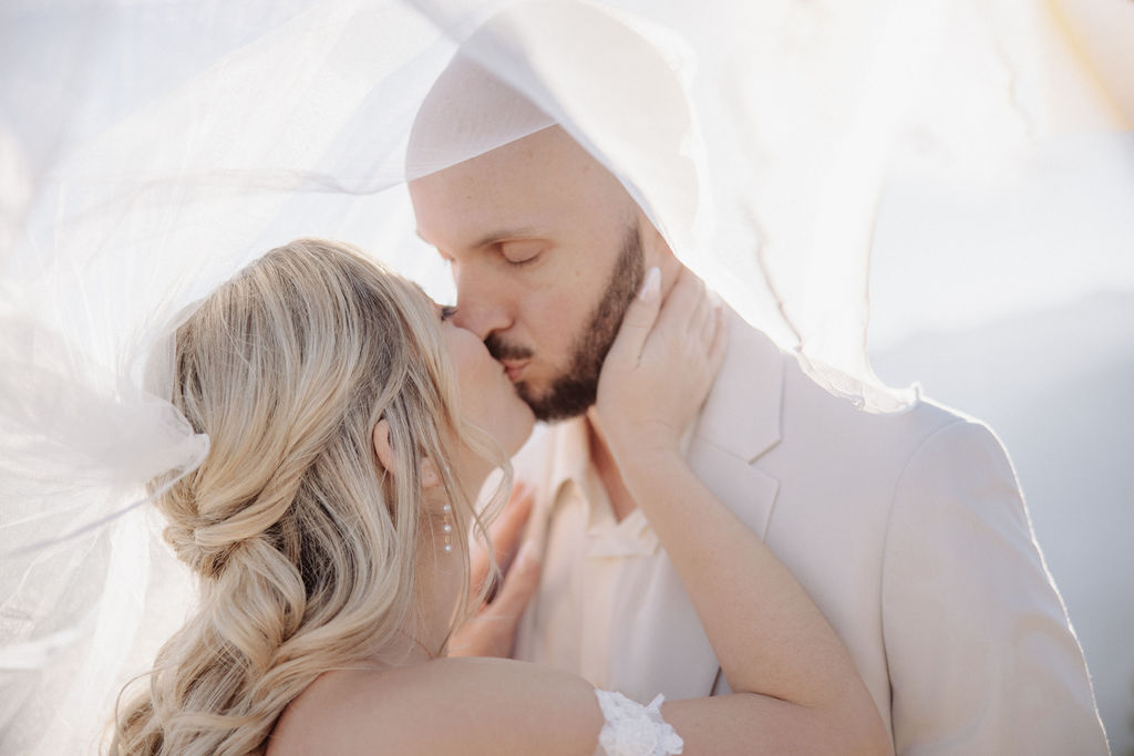 bride and groom take wedding portraits at Yosemite valley for their yosemite wedding