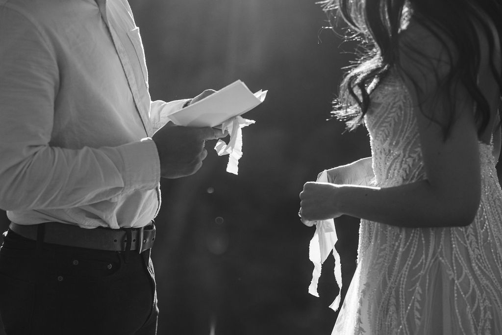 couple exchanging vows during their yosemite elopement ceremony | How to Elope in Yosemite National Park while Making it feel the most “You”