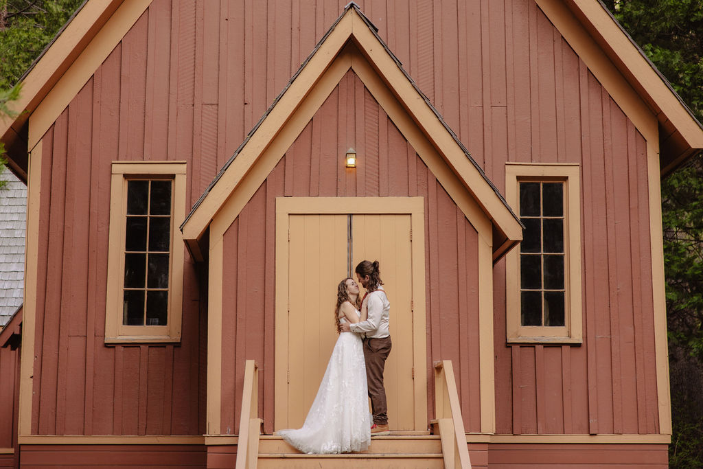 bride and groom take wedding portraits in yosemite national park