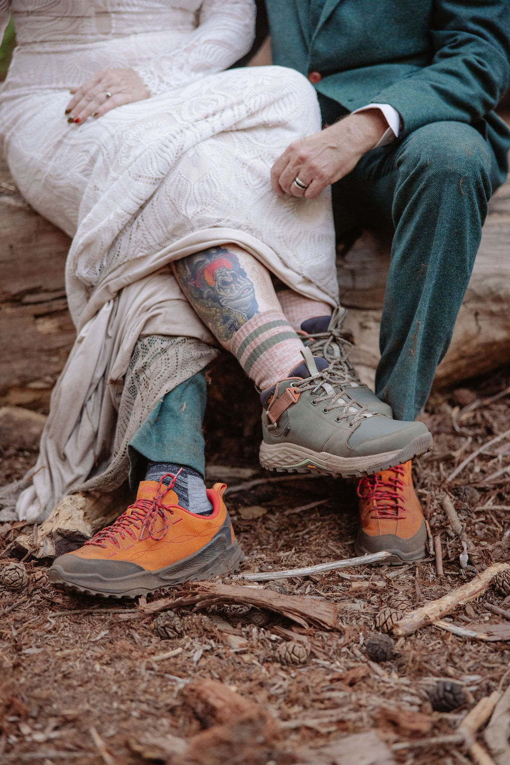 Close up of Yosemite elopement shoes