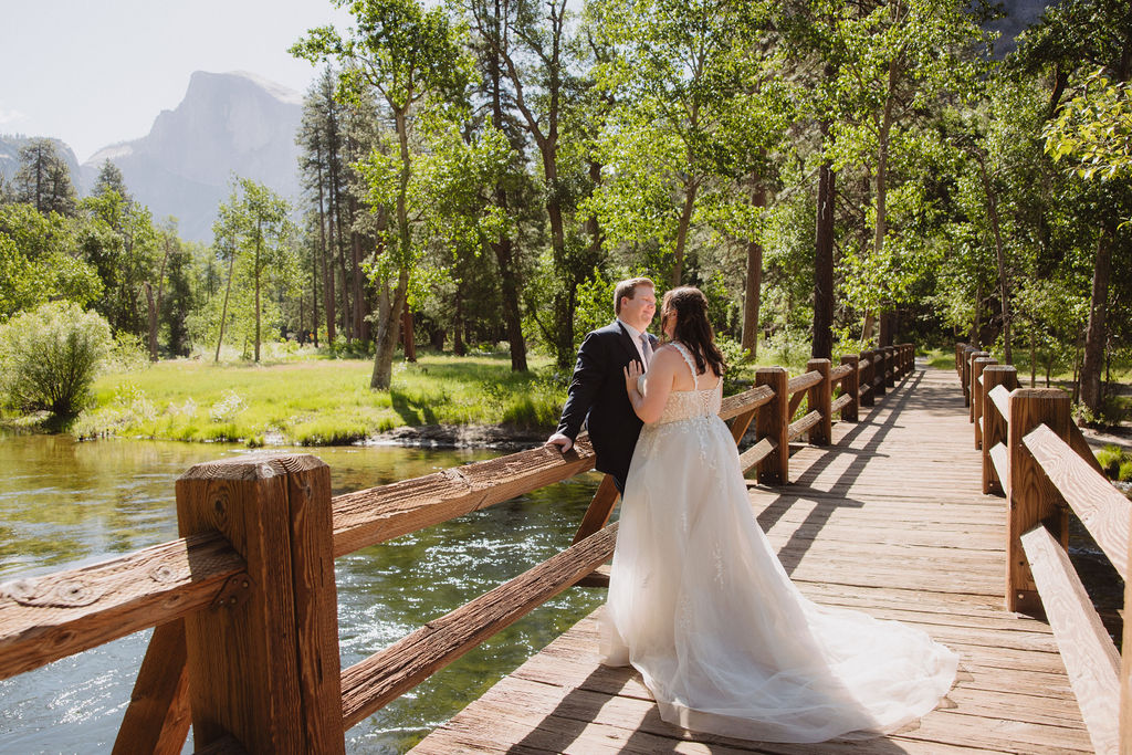 Bride and groom at their June Yosemite elopement